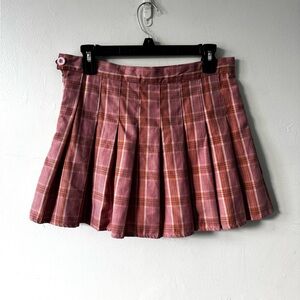 Chic Plaid Pleated Mini Skirt in Pink